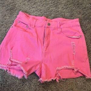 Amazon Essentials Pink Distressed Jean Shorts